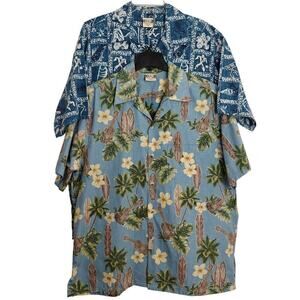 Go Barefoot Hawaiian Shirts Mens Size XL Ukulele Surf Floral Fish Beach Aloha